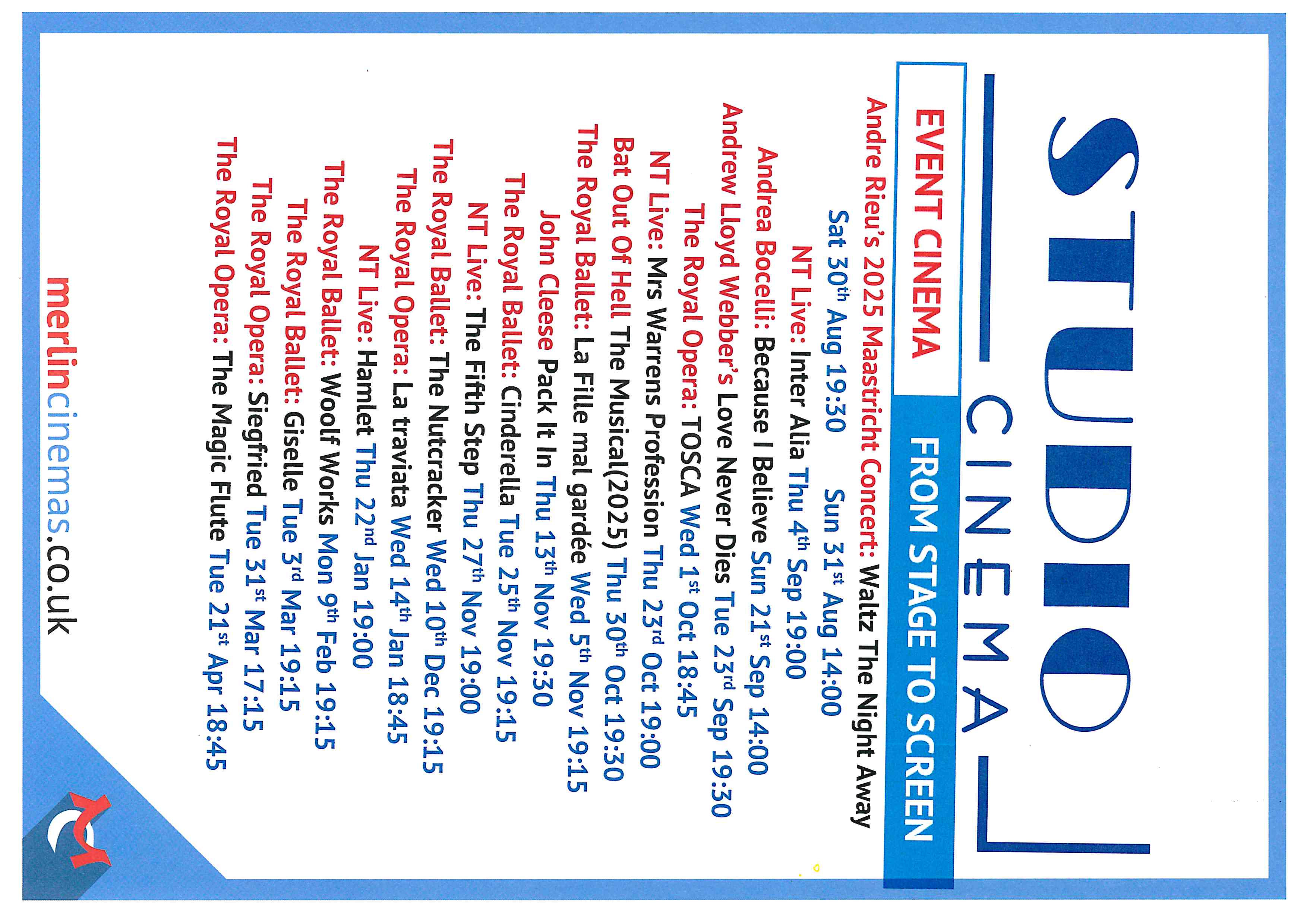 Studio Event Cinema from Stage to Screen